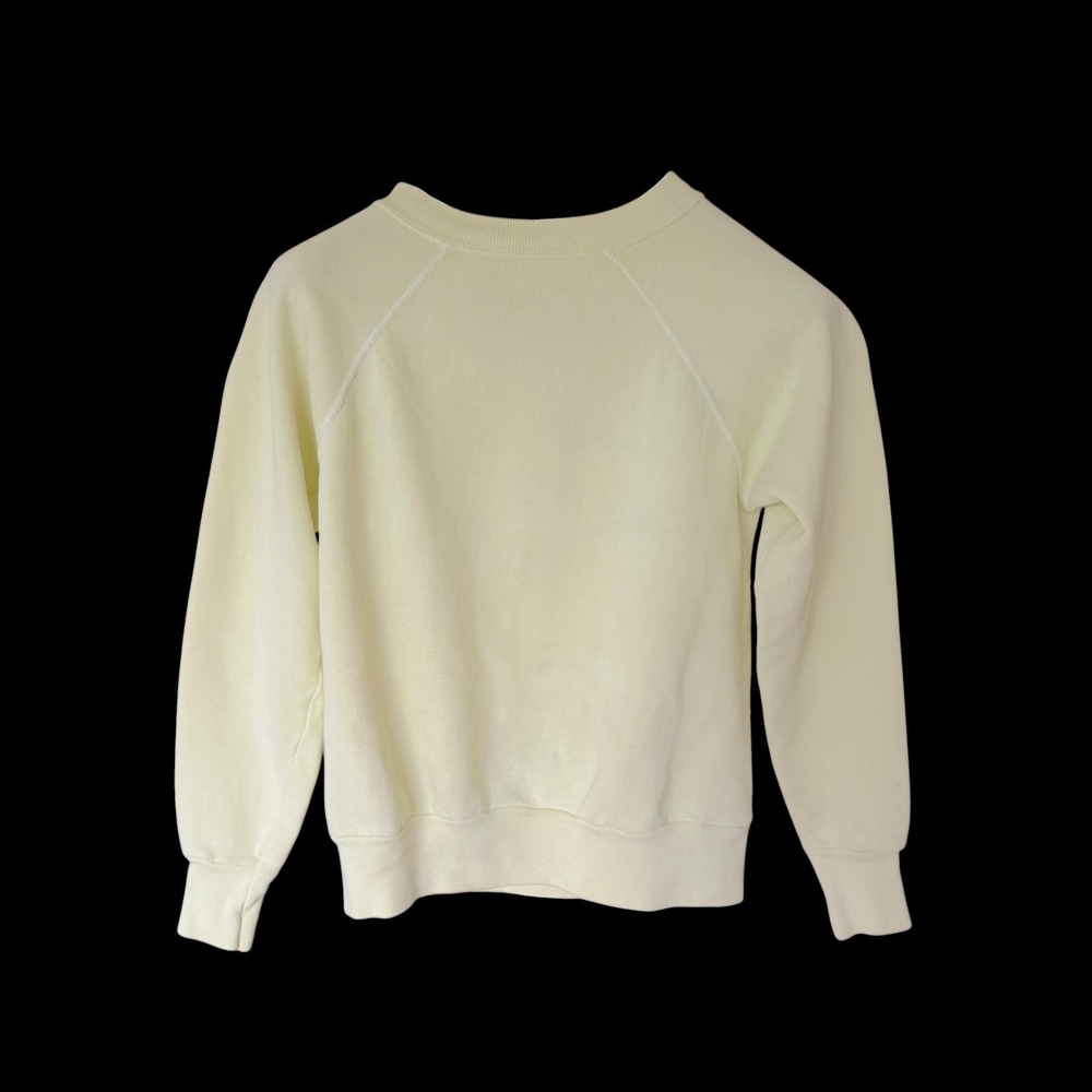 Vintage 70's Raglan Sweatshirt Pale Yellow Crewneck Pullover Long Sleeve XS S